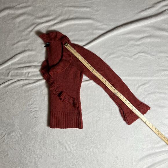 C’est Petite! Women's Wool Blend Sweater Size M Salmon Ruffles Coquette Romantic - Picture 5 of 6